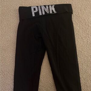 Victoria's Secret foldover capri Leggings with Glitter Logo